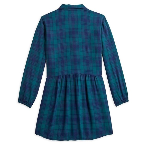 VINEYARD Vines Girl's Hudson Blue and Green Plaid Shirtdress Size 14 - Picture 2 of 8